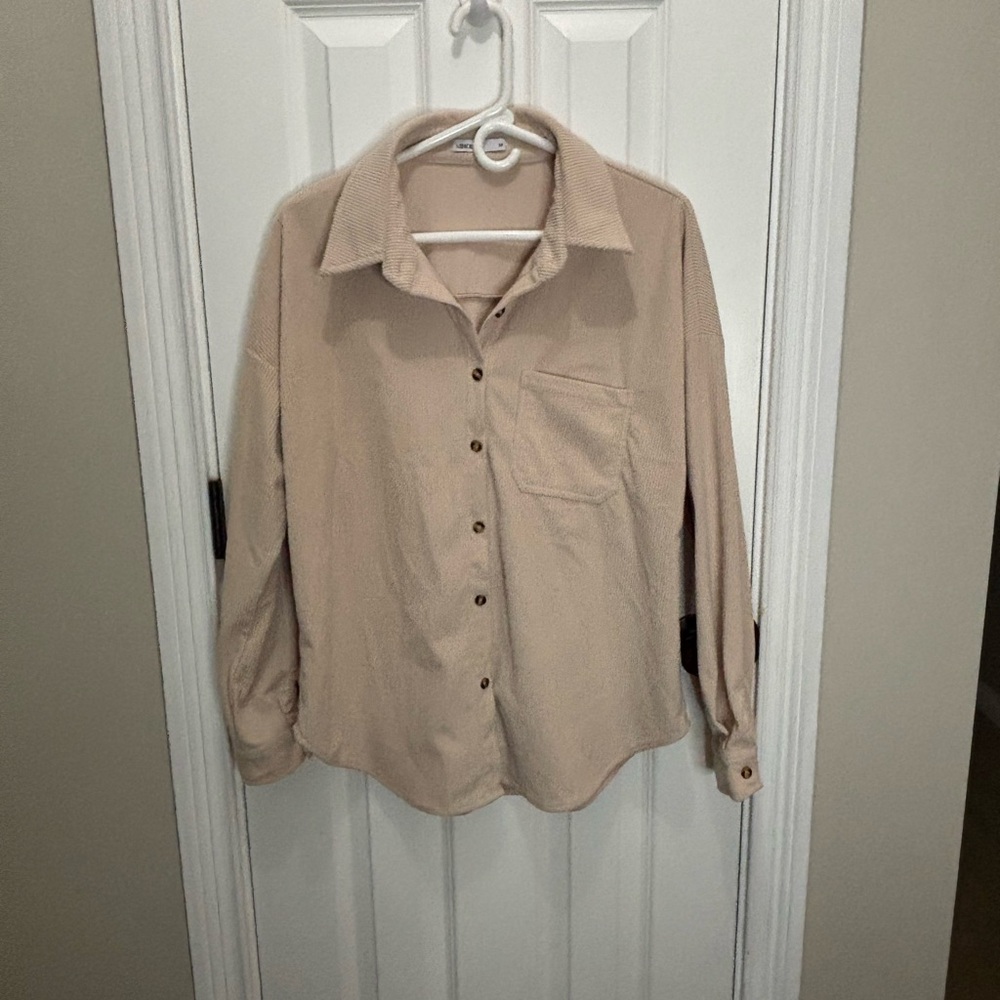 Women's Beige Button Down Shirt